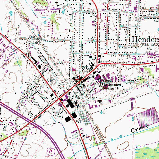 Topographic Map of Henderson, TN