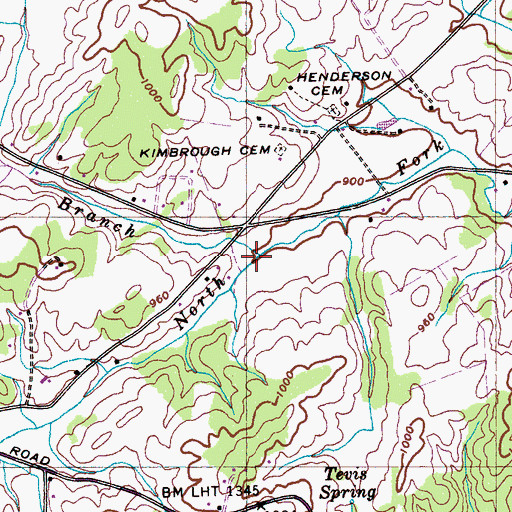 Topographic Map of Henderson Branch, TN