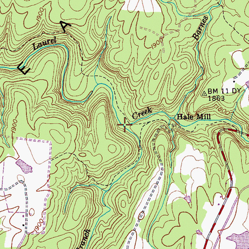 Topographic Map of Henderson Branch, TN