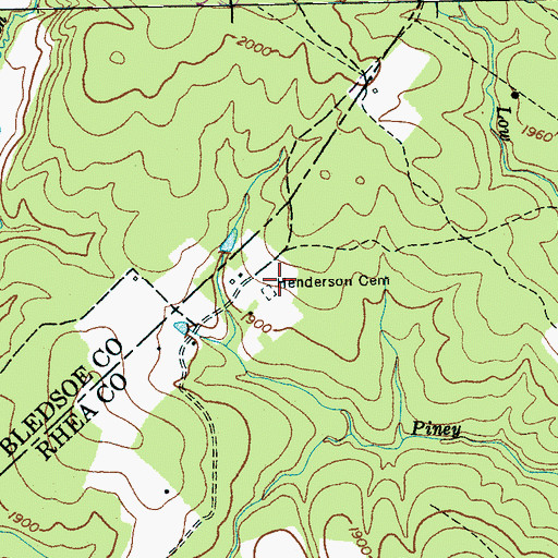 Topographic Map of Henderson Cemetery, TN