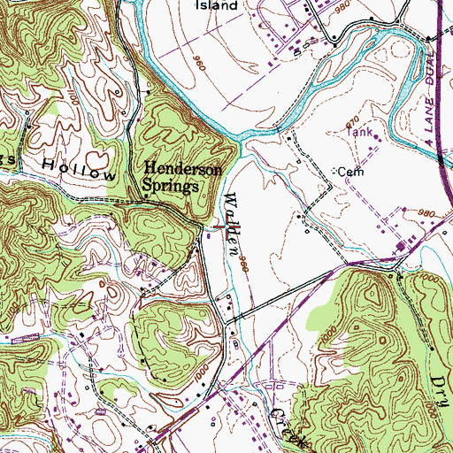Topographic Map of Henderson Springs Hollow, TN