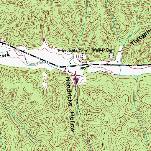 Topographic Map of Hendricks Hollow, TN