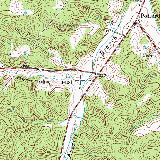 Topographic Map of Hendricks Hollow, TN