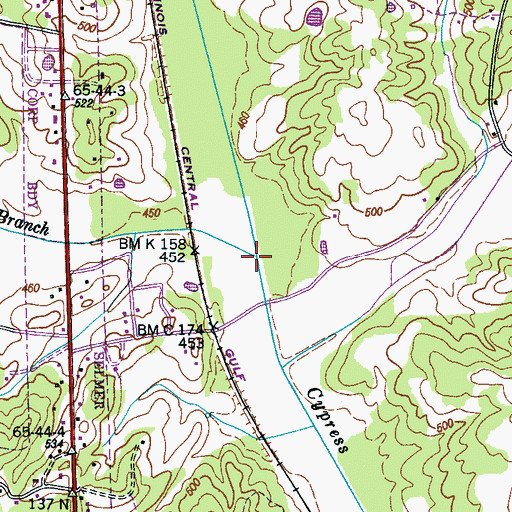 Topographic Map of Hendrix Branch, TN