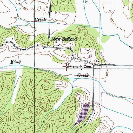 Topographic Map of Hendrix Cemetery, TN