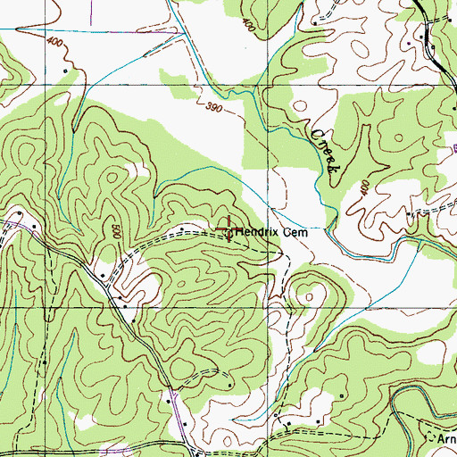 Topographic Map of Hendrix Cemetery, TN