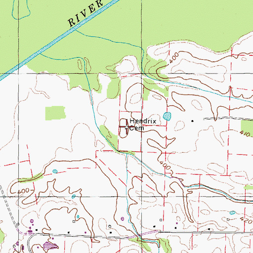 Topographic Map of Hendrix Cemetery, TN