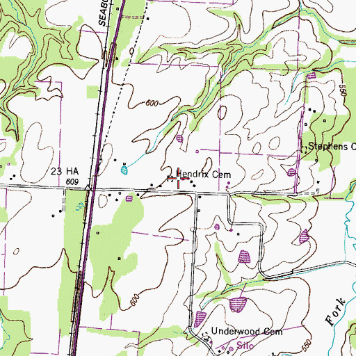 Topographic Map of Hendrix Cemetery, TN