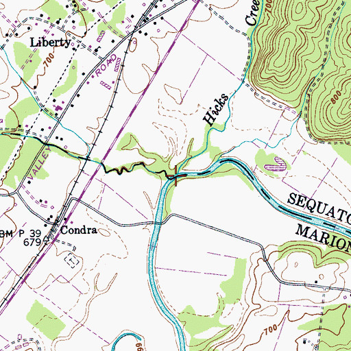 Topographic Map of Hendrix Creek, TN