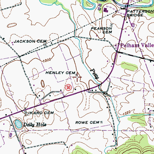 Topographic Map of Henley Cemetery, TN