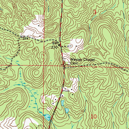 Topographic Map of Wesley Chapel Cemetery, AL