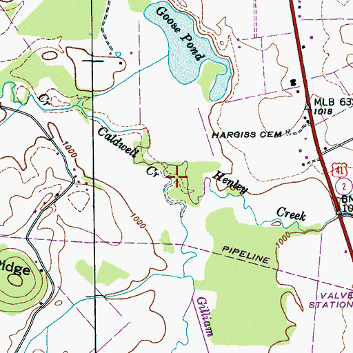 Topographic Map of Henley Creek, TN
