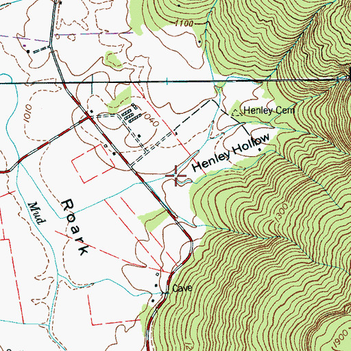 Topographic Map of Henley Hollow, TN
