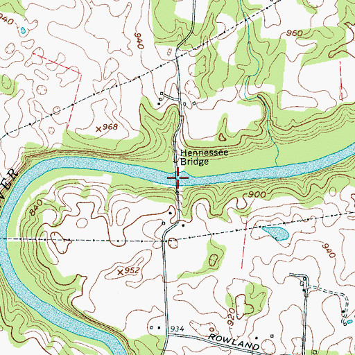 Topographic Map of Hennessee Bridge, TN
