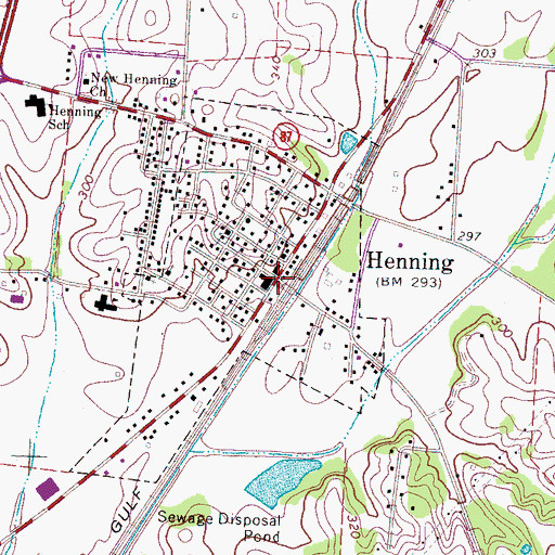 Topographic Map of Henning, TN