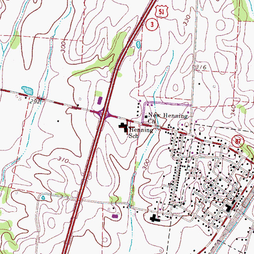 Topographic Map of Henning School, TN