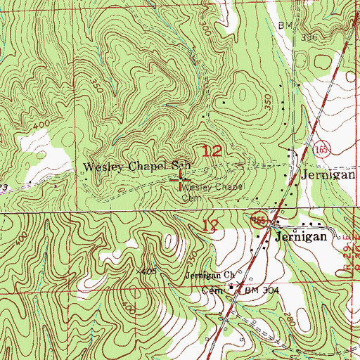 Topographic Map of Wesley Chapel Cemetery, AL