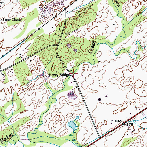 Topographic Map of Henry Bridge, TN