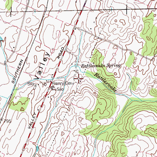 Topographic Map of Henry Cemetery, TN