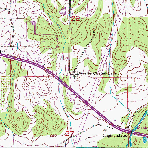 Topographic Map of Wesley Chapel Cemetery, AL