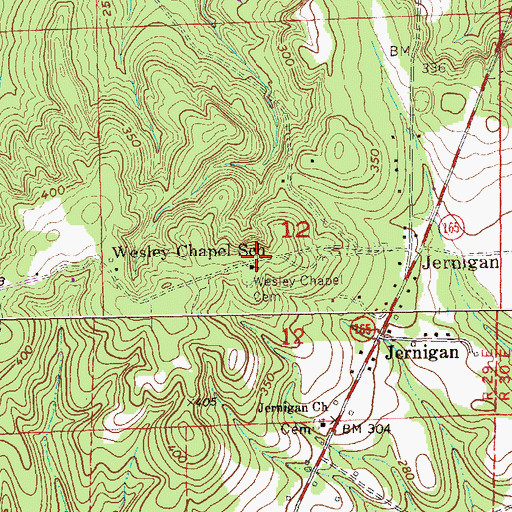 Topographic Map of Wesley Chapel School, AL