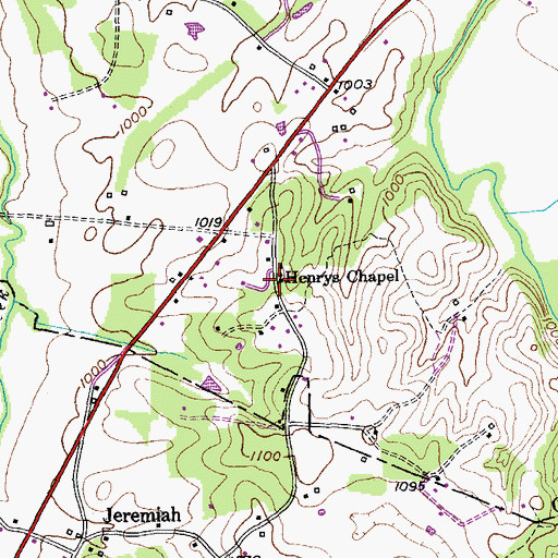 Topographic Map of Henrys Chapel, TN