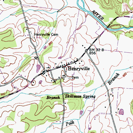 Topographic Map of Henryville, TN
