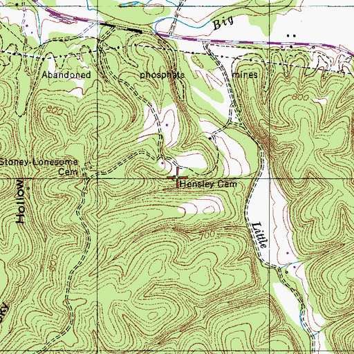 Topographic Map of Hensley Cemetery, TN