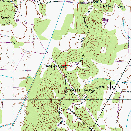 Topographic Map of Hensley Cemetery, TN