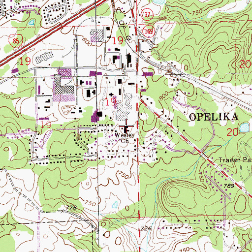 Topographic Map of Wesley Church, AL