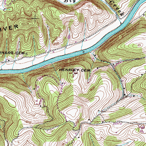 Topographic Map of Hensley Cemetery, TN