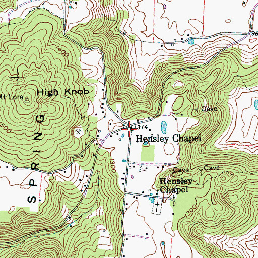 Topographic Map of Hensley Chapel, TN