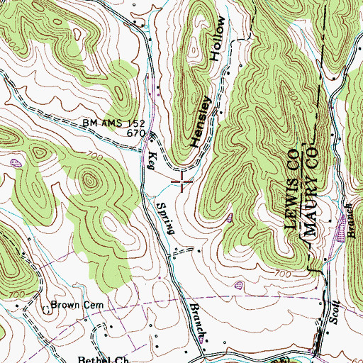 Topographic Map of Hensley Hollow, TN