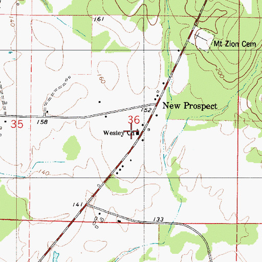 Topographic Map of Wesley Church, AL