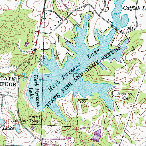 Topographic Map of Herb Parsons Lake, TN