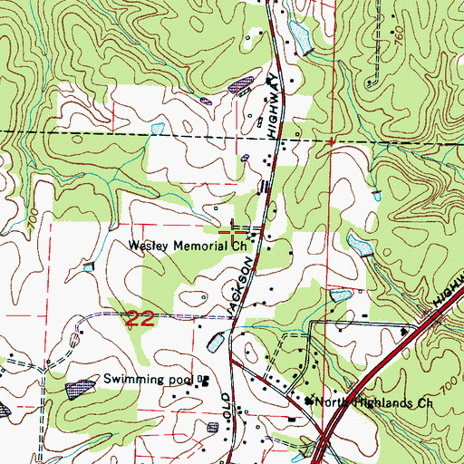 Topographic Map of Wesley Memorial Church, AL