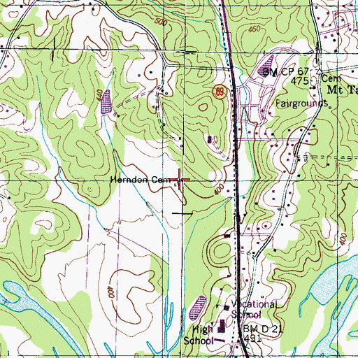 Topographic Map of Herndon Cemetery, TN