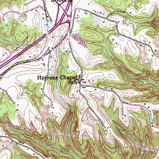 Topographic Map of Herrens Chapel School, TN