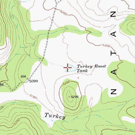 Topographic Map of Turkey Roost Tank, AZ