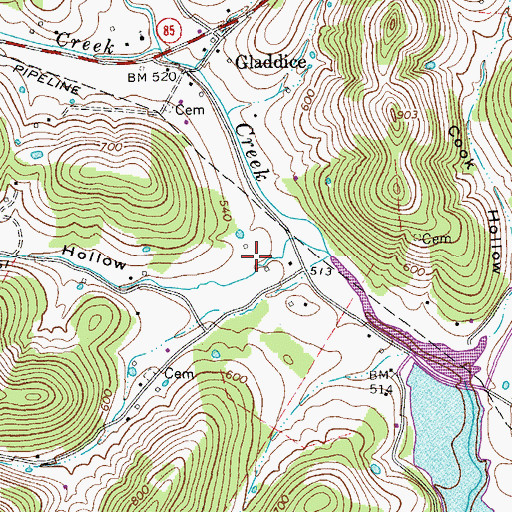 Topographic Map of Herring Hollow, TN