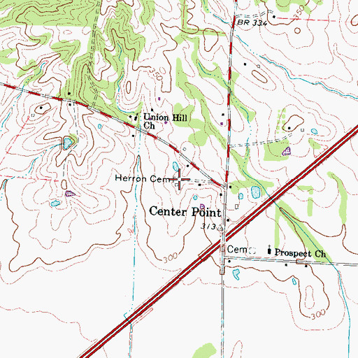 Topographic Map of Herron Cemetery, TN