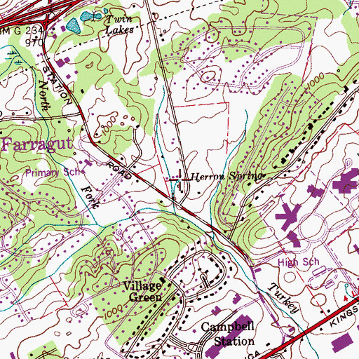 Topographic Map of Herron Spring, TN