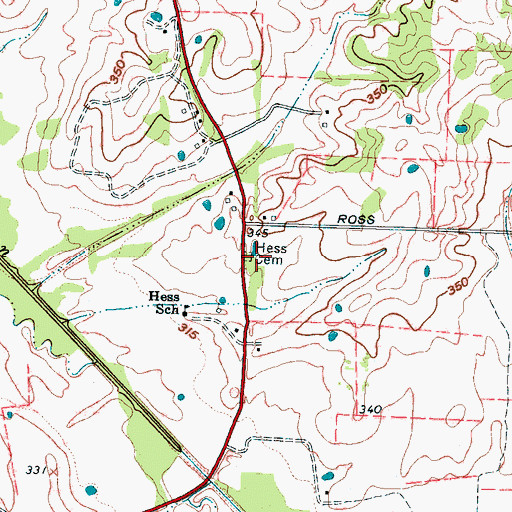 Topographic Map of Hess Cemetery, TN