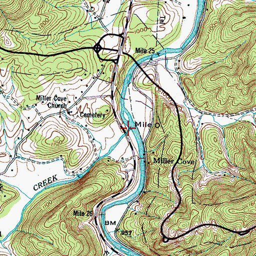Topographic Map of Hesse Creek, TN