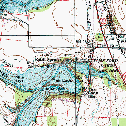 Topographic Map of Hessey Branch, TN