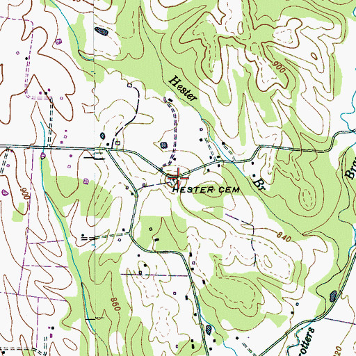 Topographic Map of Hester Cemetery, TN
