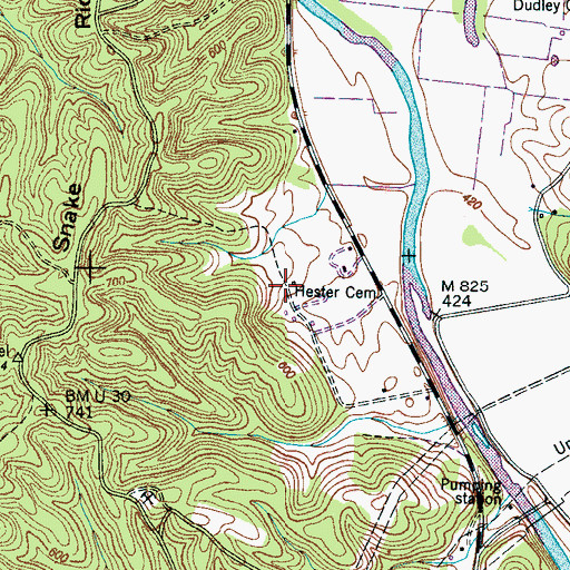 Topographic Map of Hester Cemetery, TN