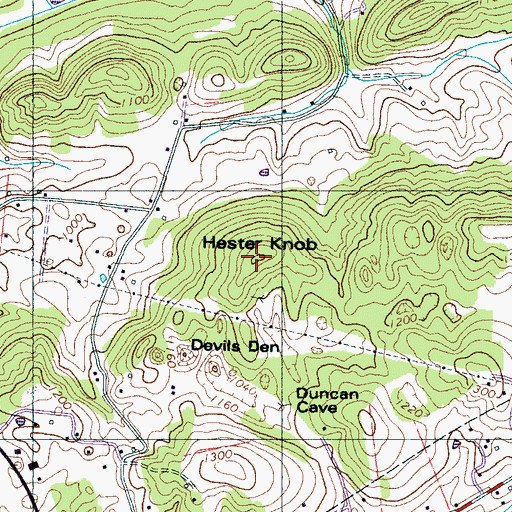 Topographic Map of Hester Knob, TN