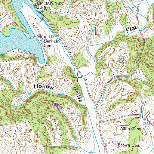 Topographic Map of Hettie Creek, TN