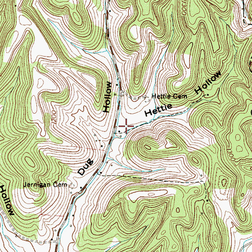 Topographic Map of Hettie Hollow, TN